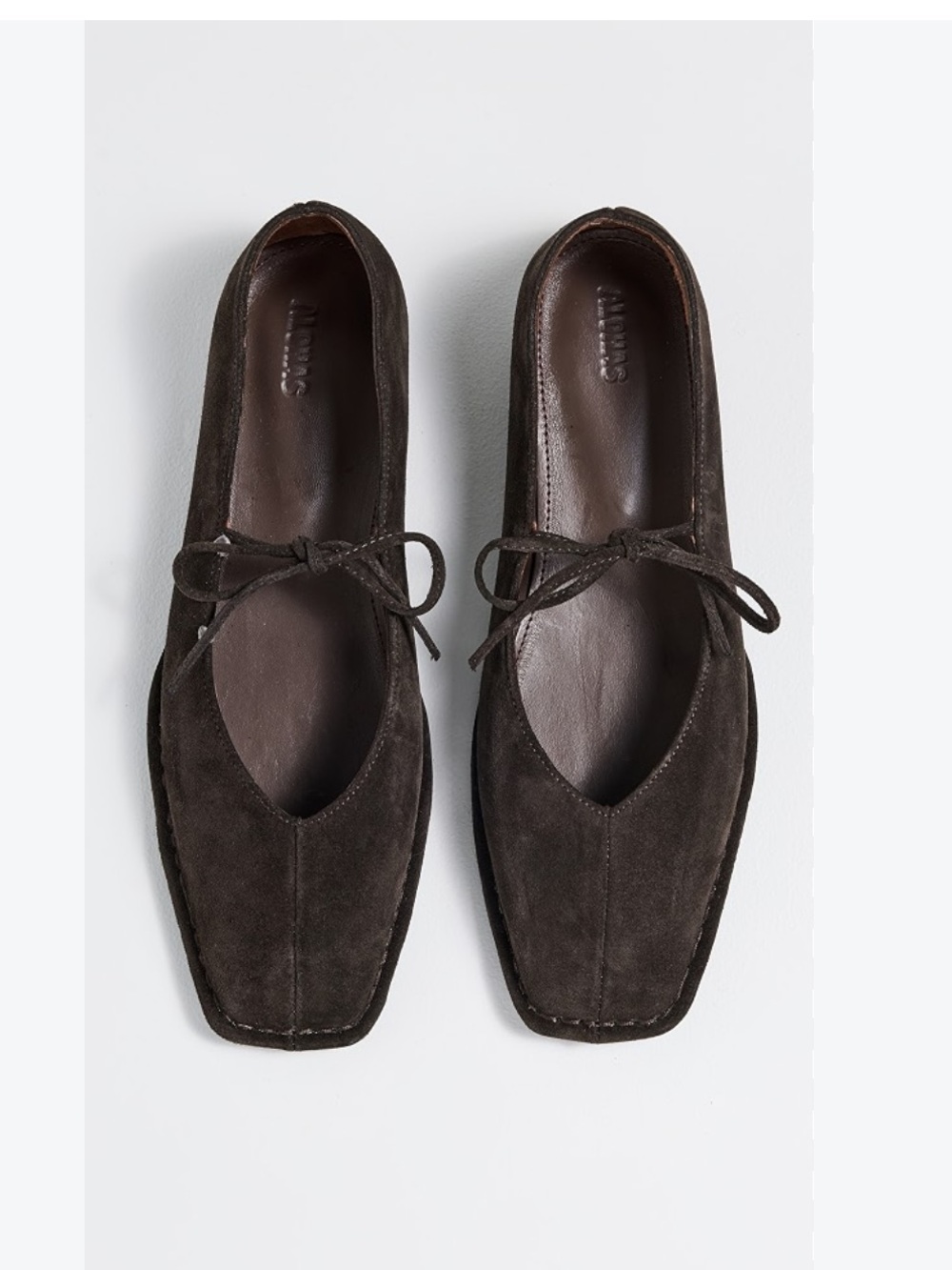ALOHAS Sway Suede Square-Toe Ballet Flats with Tie